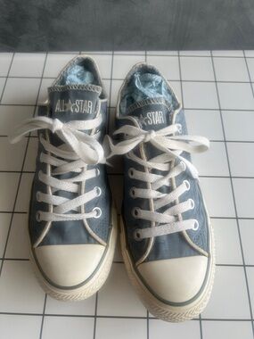 Converse Vintage Blue Canvas Low Top Sneakers with White Accents NWOT Size 7